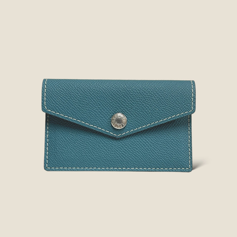 [French calf] <br>Flap card case<br>color: Gene Blue