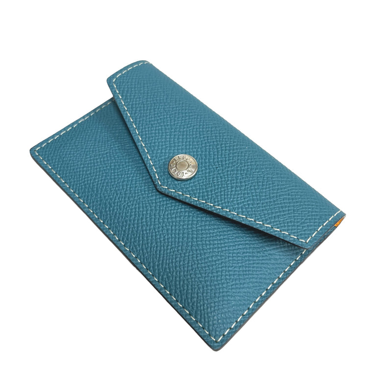 [French calf] <br>Flap card case<br>color: Gene Blue