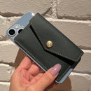 [French calf] <br>Flap card case<br>Color: Dark green