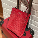 [Croc pattern]<br>Box sacoche L<br>color: red