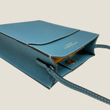 [French calf]<br>Box sacoche L<br>color: Jean blue