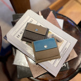 [French calf] <br>mini snap wallet<br>color: Jean blue x taupe