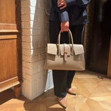 [Taurillon Lagoon x Crocodile]<br>Voyage M bag<br>color: taupe x taupe