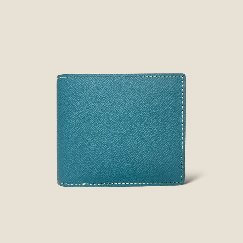 [French calf]<br>International wallet<br>color: Aqua Blue