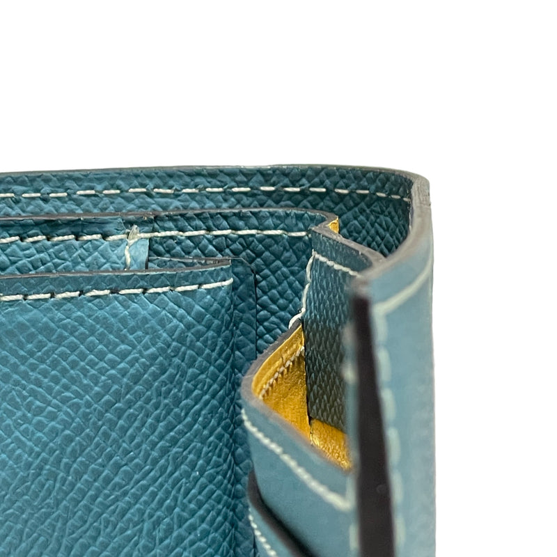 [French calf]<br>International wallet<br>color: Aqua Blue