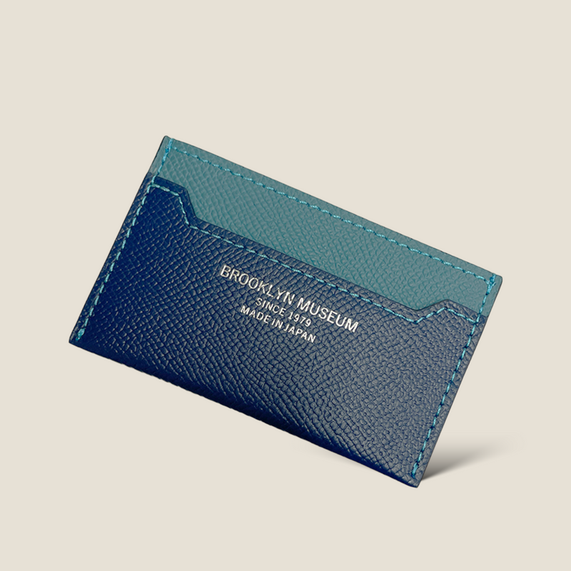 [French calf] <br>Compact card case<br>color: Ink blue x Gene Blue<br>【Build-to-order manufacturing】