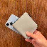 [French calf] <br>Half L zip wallet<br>color: ice gray