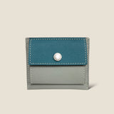 [French calf] <br>mini snap wallet<br>color: Jean blue x ice gray
