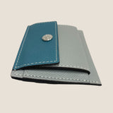 [French calf] <br>mini snap wallet<br>color: Jean blue x ice gray