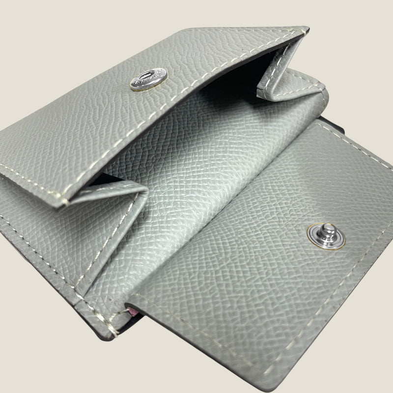 [French calf] <br>Mini -snap wallet<br>Color: Mauve Pink x Ice Gray