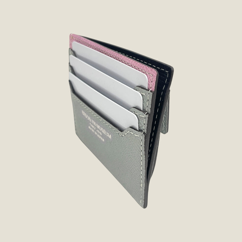 [French calf] <br>Mini -snap wallet<br>Color: Mauve Pink x Ice Gray