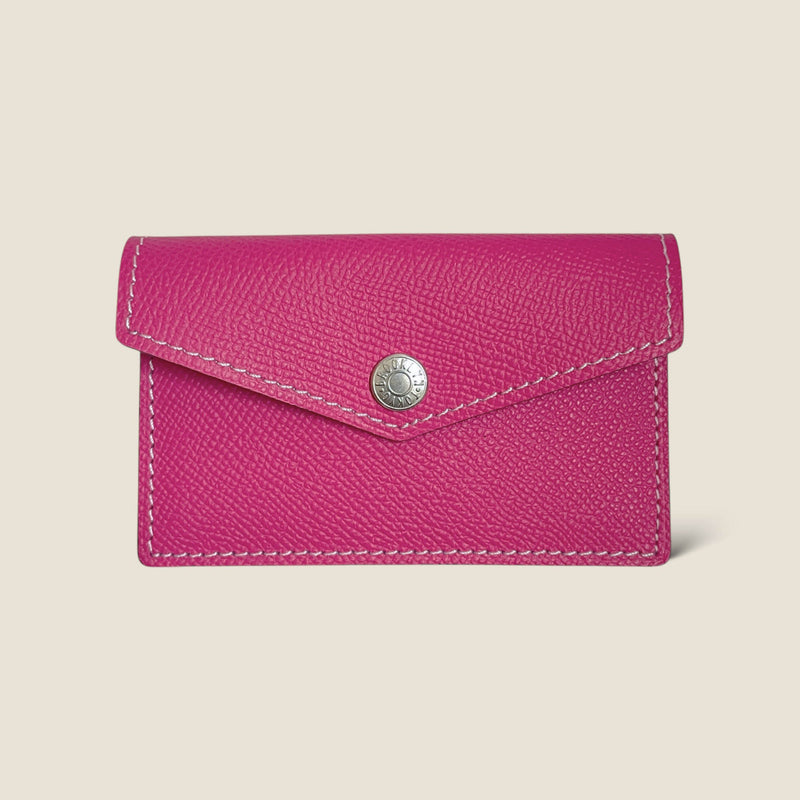 [French calf] <br>Flap card case<br>color: Fuchsha pink
