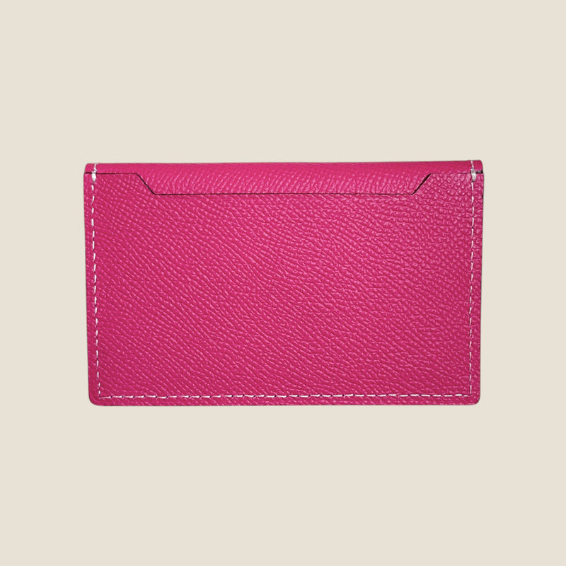[French calf] <br>Flap card case<br>color: Fuchsha pink