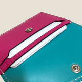 [フレンチカーフ] <br>フラップカードケース<br>color：マゼンタピンク