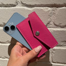 [French calf] <br>Flap card case<br>color: Fuchsha pink