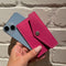 [French calf] <br>Flap card case<br>color: Fuchsha pink