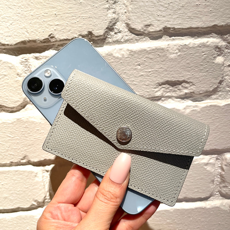 [French calf] <br>Flap card case<br>color: Ice gray