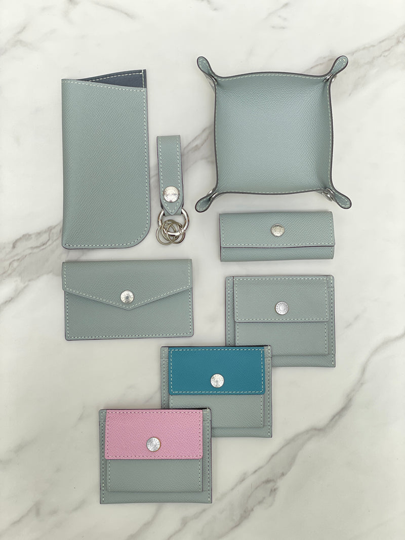 [French calf] <br>Mini -snap wallet<br>Color: Mauve Pink x Ice Gray