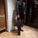 [French calf] <br>Belsy tote bag<br>color: Dark Brown x Aqua Blue