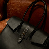 [Shrink leather x croco pattern leather]<br>Voyage L bag<br>color: black