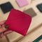 [French calf] <br>Half L zip wallet<br>color: Fuchsha pink