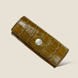 [Croc pattern leather] <br>triple key case<br>color: khaki
