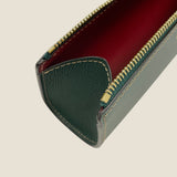 [French calf]<br>zipper pencil case<br>color: dark green