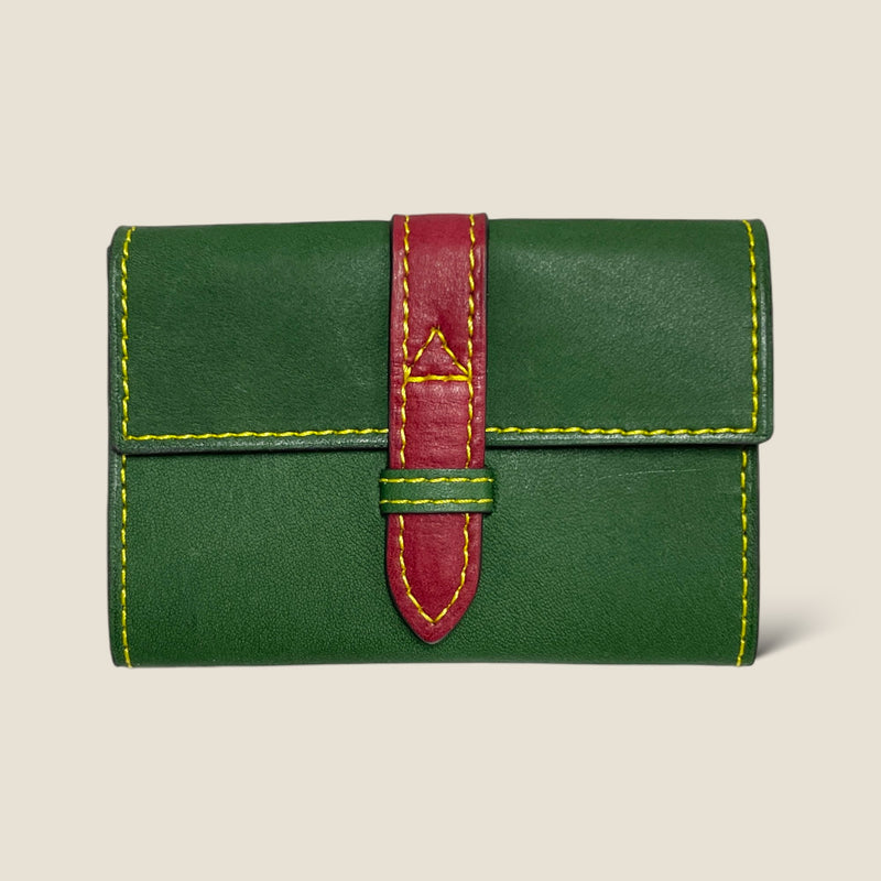 [Yamato] <br>Combination belt card case<br>Color: Tartan Green x Bordeaux