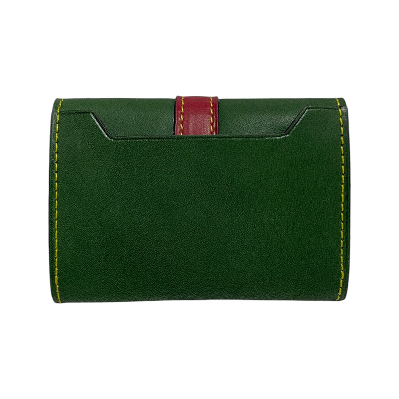 [Yamato] <br>Combination belt card case<br>Color: Tartan Green x Bordeaux