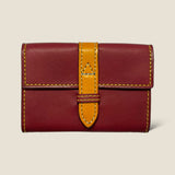 [Yamato] <br>Combi belt card case  <br>color: Bordeaux x yellow