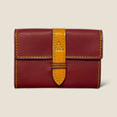 [Yamato] <br>Combination belt card case<br>color: Bordeaux x Yellow