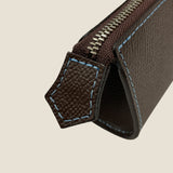 [French calf]<br>zipper pencil case<br>color: dark brown