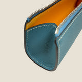 [French calf]<br>zipper pencil case<br>color: Jean blue