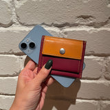 [Yamato] <br>Combi mini snap wallet<br>color: Bordeaux x yellow<br>[Made to order]