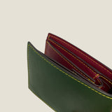 [Yamato] <br>Combi International Wallet<br>Color: Tartan green x Bordeaux
