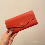 [フレンチカーフ] <br>フラップロングウォレット<br>color：オレンジ
