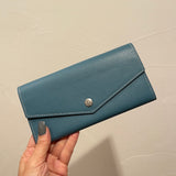 [フレンチカーフ] <br>フラップロングウォレット<br>color：ジーンブルー