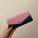 [French calf] <br> Flap long wallet <br> color: Mauv pink x ink blue