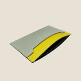 [French calf] <br>compact card case<br>Color: Ice gray x lemon