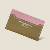 [French calf] <br>compact card case<br>color: taupe x mauve pink