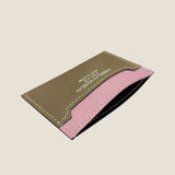 [French calf] <br>compact card case<br>color: taupe x mauve pink
