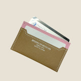 [French calf] <br>compact card case<br>color: taupe x mauve pink