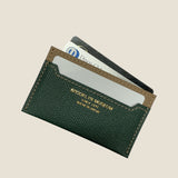 [French calf] <br>compact card case<br>color: dark green x taupe