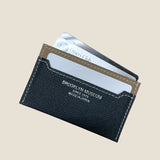 [French calf] <br>compact card case<br>color: navy x taupe
