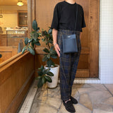 [フレンチカーフ]<br>ボックスサコッシュL<br>color：ネイビー