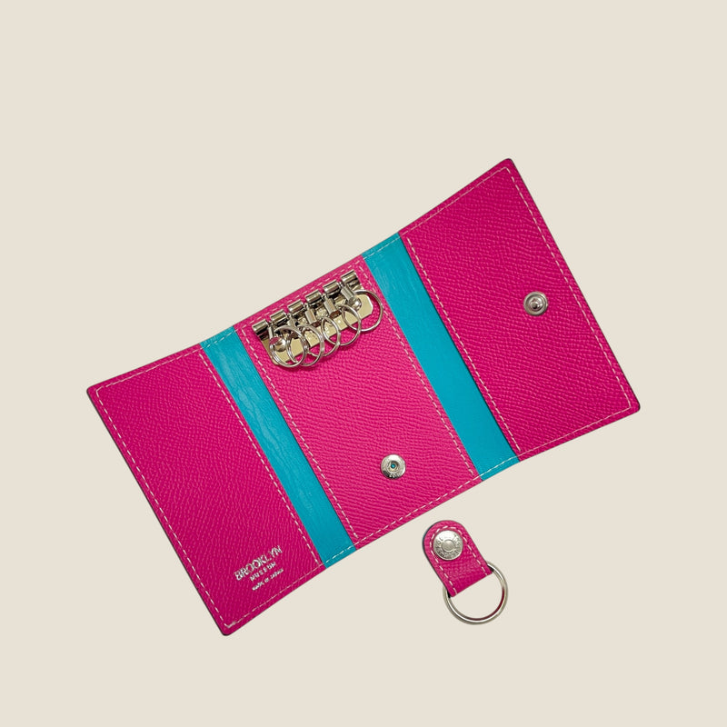 [フレンチカーフ] <br>キーケース<br>color：マゼンタピンク