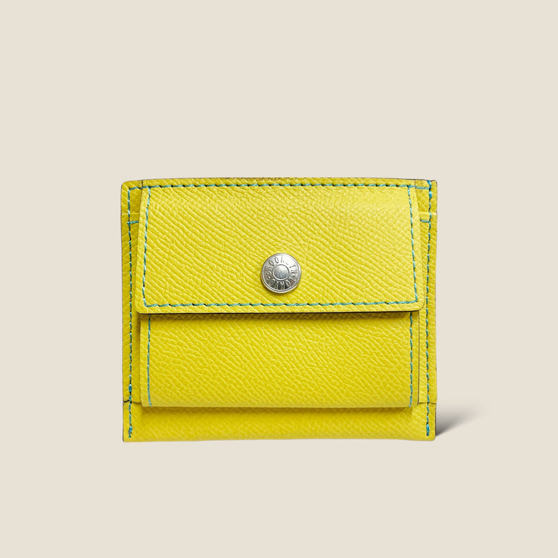 [French calf] <br>Mini -snap wallet<br>color: Lemon yellow<br>【Build-to-order manufacturing】