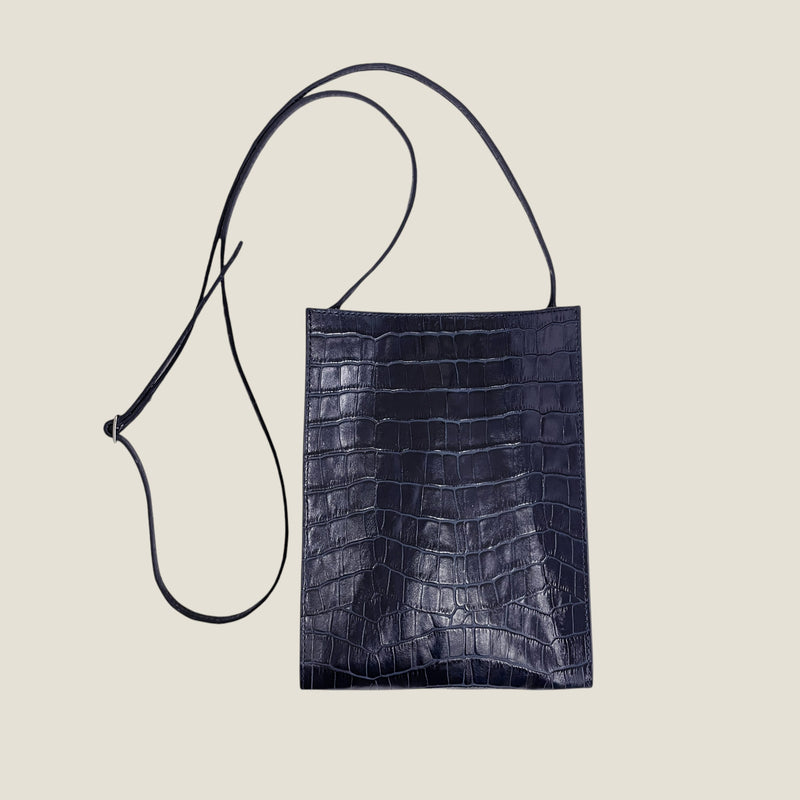 [Croco pattern]<br>Box Sacoche L<br>color: Navy