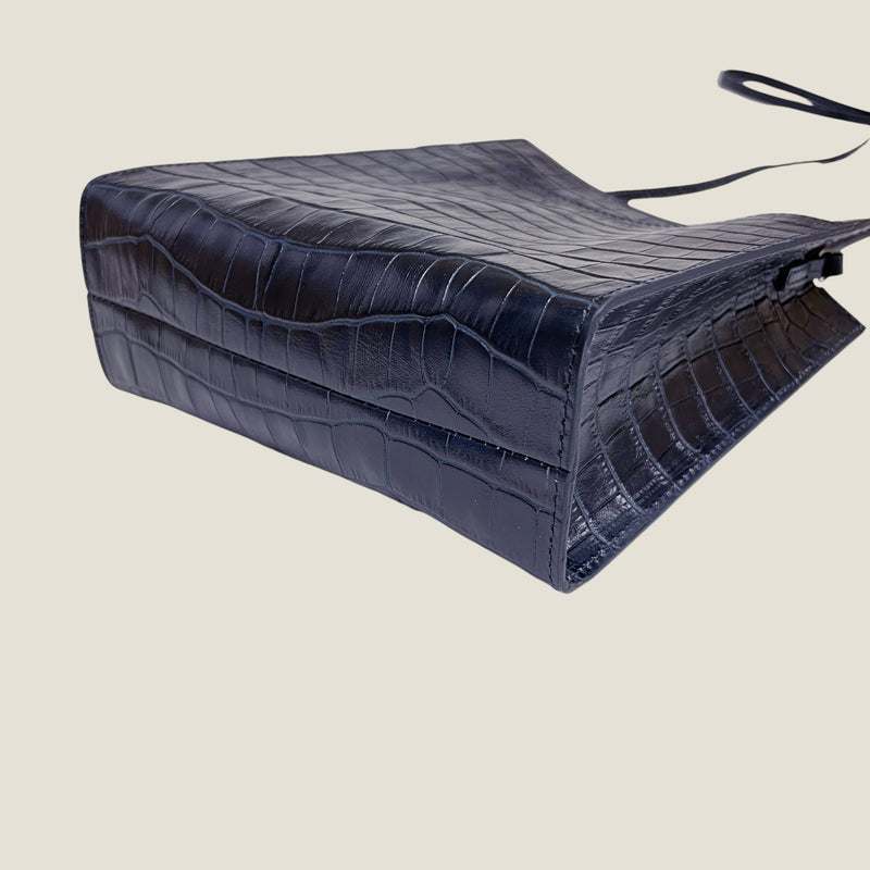 [Croco pattern]<br>Box Sacoche L<br>color: Navy