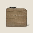 [クロコパターンレザー] <br>ハーフLジップウォレット<br> color：トープ